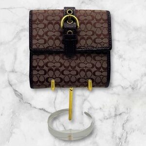 ❌SOLD❌IN STORE-Coach Monogram Jacquard and Leather bifold wallet.